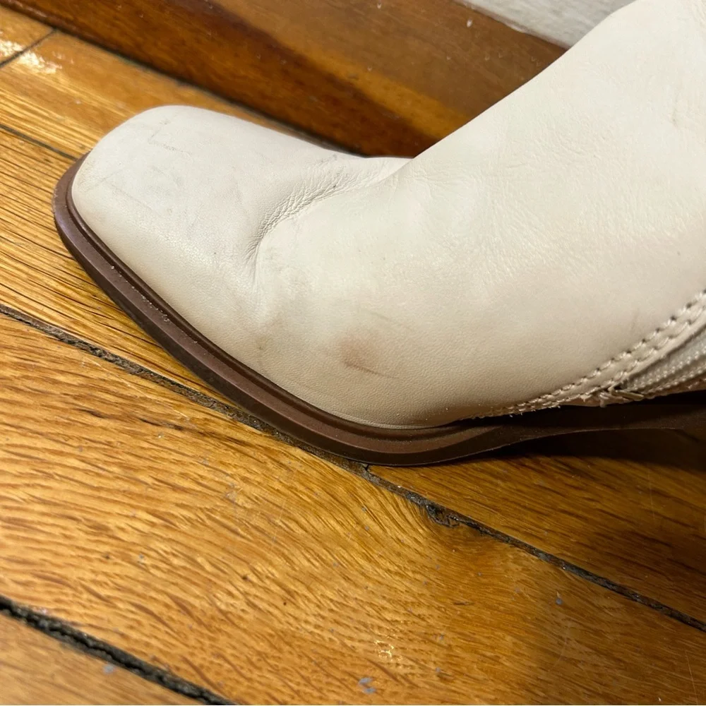 Franco Sarto Cream Leather Heeled Stevie Boots - Picture 6 of 11